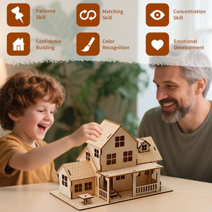 Modèle de bâtiment de style européen, <span class=keywords><strong>puzzle</strong></span> 3D en bois, maison à assembler soi-même, villa créative, jouet artisanal, âges 6-13 - Product Image 1