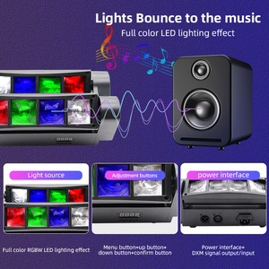 Smart Party Festival Disco <span class=keywords><strong>Show</strong></span> Boda RGBW Luz de escenario DMX512 Control de sonido Araña Cabeza móvil DJ Iluminación de escenario - Product Image 3