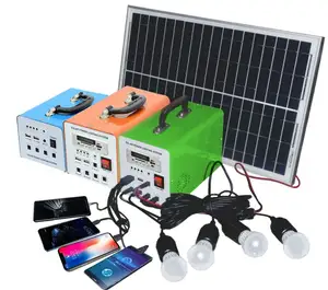 Kit de iluminação doméstica portátil, venda quente de 10w, 20w, 30w e 50w, mini, sistema de iluminação solar, dc, kits de energia solar para acampamento/casa
