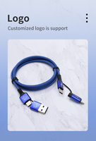 Cable de Carga Rápida 4 en 1 PD 60W 3A, Cable Multi-Cargador de Nylon Trenzado USB-A a USB-C y USB-C a 8 Pines, Accesorios para Teléfonos Móviles