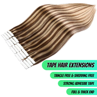 Extensions de cheveux brésiliennes à bandes adhésives, couleur unie avec mèches # P4/27 Bande adhésive invisible sans couture en cheveux humains 16-26 pouces 20 pièces 50G