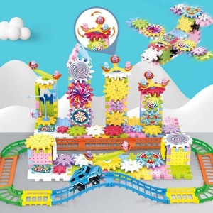 Blocs de construction 3D en plastique, moules de blocs emboîtables, jouets de puzzle rotatifs à engrenages, ensemble pour enfants, grandes pièces à engrenages rotatifs - Product Image 1