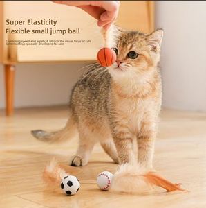 All'ingrosso che rimbalza palle di gatto con piuma al coperto rotolamento della palla magica presa in giro bastone movimento interattivo per animali domestici giocattolo piuma - Product Image 4