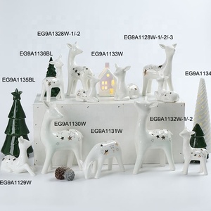EG White Porcelain <b>Christmas</b> Elk Ceramic <b>Christmas</b> <b>Lighted</b> <b>Reindeer</b> Outdoor Decoration - Product Image 1
