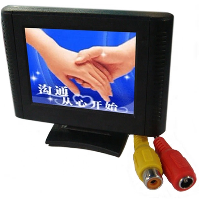 Mini Car Display Rearview Monitor 2.4 Inch LCD TV Monitor Desktop Car Player AV in 4:3 Screen DC 5V~12V for Car Camera STB DVD