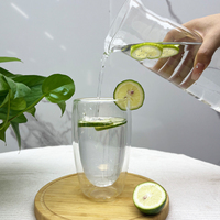 Mug en verre borosilicate à double paroi de 350 ml, haute transparence, écologique, moderne, pour boire de l'eau, du café, du thé, du vin, sain