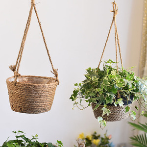 Panier à fleurs en rotin <span class=keywords><strong>suspendu</strong></span> en herbe tissée bleue classique pour <span class=keywords><strong>Pot</strong></span> d'orchidée <span class=keywords><strong>Pot</strong></span> <span class=keywords><strong>suspendu</strong></span> en bambou <span class=keywords><strong>avec</strong></span> design classique - Product Image 2