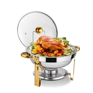 Ensemble de réchauds de buffet de luxe en acier inoxydable durable, <span class=keywords><strong>or</strong></span> et argent, pour la restauration - Product Image 5