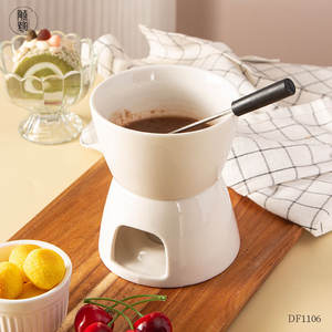 Poêle en céramique DF1106 pour chocolat, 10,3 cm, blanche, résistante à la chaleur, sans fumée, pour faire fondre le beurre de cacao - Product Image 2