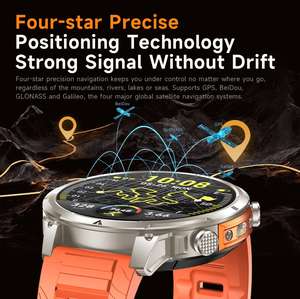 Montre connectée MK100 pour appels, moniteur de fréquence cardiaque, suivi des pas et du sommeil, positionnement GPS Beidou, lampe de poche, mouvement, silicone - Product Image 5