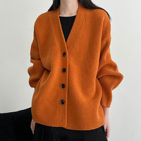 Vente en gros – Nouvelle collection : Cardigan épais en maille décontracté pour femme, col en V, manches classiques, couleur unie, idéal pour l'hiver