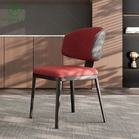 HUALIN Chaise de Restaurant Moderne Style Simple Chaise d'Hôtel Café Confortable en Cuir de Haute Qualité et Métal