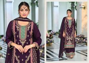 Haute qualité Hevey Chinon brodé Salwar Kameez nouveau costume pakistanais pour adultes variation de couleur-prix de gros pour les fêtes - Product Image 2
