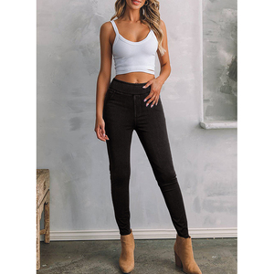 Dear-Lover Vente en gros Couleur unie <span class=keywords><strong>Taille</strong></span> <span class=keywords><strong>haute</strong></span> extensible Slim Fit Jeggings pour femme - Product Image 4