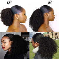 Cheveux brésiliens crépus bouclés longs 30 pouces, cheveux humains vierges, bruts, queue de cheval, Clip à cordon de serrage, vente en gros