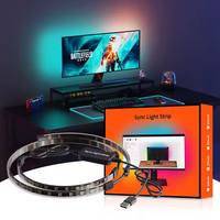Bande lumineuse LED USB intelligente 5050RGB IP65 avec télécommande, rétroéclairage de jeu, synchronisation musicale, lumière d'ambiance pour TV/PC