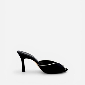 Mules Negros de Satén Sexy para <span class=keywords><strong>Mujer</strong></span>, Sandalias Blancas con Punta Abierta y Tacón Alto, Elegantes Stilettos para Fiesta de Verano, Zapatos de Vestir de Noche para Damas - Product Image 3