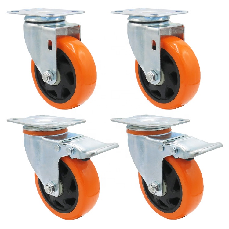 100mm rueda giratoria PVC naranja azul negro rojo rueda 3 4 5 pulgadas ruedas giratorias de alta resistencia