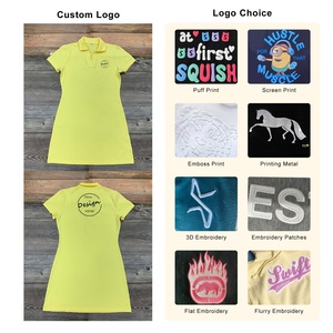 Nuevo <span class=keywords><strong>estilo</strong></span> de las mujeres Casual Polo Tenis Vestido Bordado Insignia Elástico Algodón Polo Camisa de alta calidad para las mujeres - Product Image 2