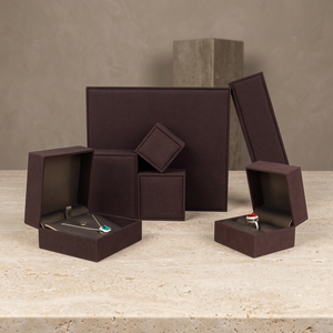 Zebopak Premium Brown <b>Leather</b> <b>Jewelry</b> <b>Box</b> Wholesale Custom Logo Necklace Ring Set Case Luxury Flocked Packaging <b>Box</b> Bulk - Product Image 1