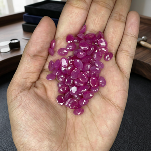 Lot de pierres précieuses en rubis africain naturel de 218,60 ct, pierres rouges ovales, pierres en vrac pour la fabrication de bijoux, certifiées GIA - Product Image 1