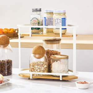 Japanese Style <b>Kitchen</b> <b>Storage</b> Rack Multi Layer Corner Triangular Bamboo Wood Shelf For Seasonings Spice Racks - Product Image 1