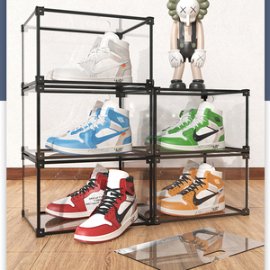 Bsci Factory Packaging Large Square Acrylic Sneaker Transparent Shoe Box acrylic stackable magnetic door display box