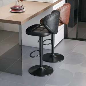 Tabourets <span class=keywords><strong>de</strong></span> <span class=keywords><strong>bar</strong></span> <span class=keywords><strong>de</strong></span> cuisine en cuir <span class=keywords><strong>de</strong></span> luxe moderne, banc haut réglable avec dossier pivotant, stable pour la maison, l'hôtel ou le salon - Product Image 6