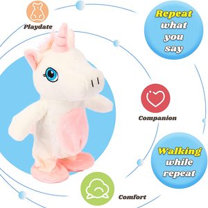 Talking Unicorn Lặp Đi Lặp Lại Những Gì Bạn Nói Đi Bộ Điện Đồ Chơi Hoạt Hình Tương Tác Nói <span class=keywords><strong>Plush</strong></span> Buddy Quà Tặng Cho Trẻ Mới Biết Đi Sinh Nhật - Product Image 5