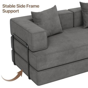 Canapé-lit convertible avec tissu chenille, canapé-lit escamotable pour salon, appartement, aucun assemblage requis - Product Image 3