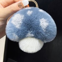 Porte-clés en peluche en fourrure de lapin Rex, en forme de champignon, mignon et moelleux, jouet en peluche, pendentif de sac