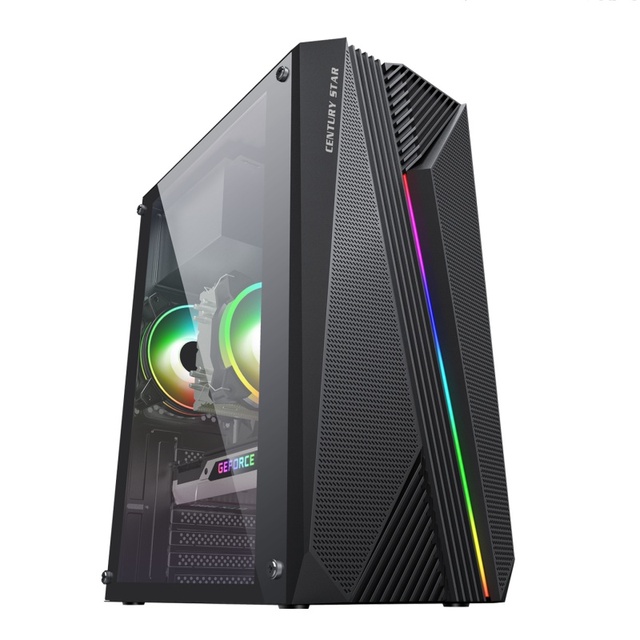 OEM ODM Customizable ATX Mid Tower RGB Desktop Gaming PC Case Side Tempered Glass Panel Aluminum Alloy 7 Expansion Slots Black