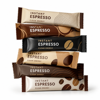 Sachet en aluminium imprimé sur mesure, scellé à l'arrière, de qualité alimentaire, vide, pour emballage de poudre de café instantané en stick