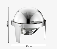 Réchauds Ronds en Acier Inoxydable avec Couvercles Transparents, Set de Chauffe-Plats et Serveurs Buffet