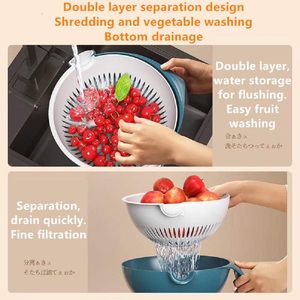 9 1 <b>Multifunction</b> <b>Vegetable</b> <b>Cutter</b> Drain Basket Slicer Grater PP+Stainless Steel Eco-Friendly White 22x10cm Kitchen Utensil Set - Product Image 2