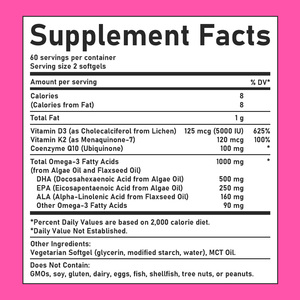 Gélules d'oméga 3 véganes de haute qualité favorisant la santé cellulaire et la fonction cérébrale saine – Compléments alimentaires en gélules - Product Image 2