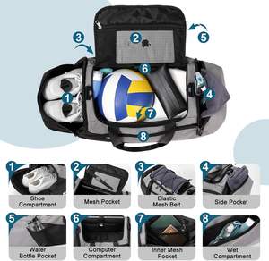 Sac de week-end personnalisé, sac à dos de sport, grand sac de voyage avec compartiment à chaussures et compartiment humide - Product Image 2