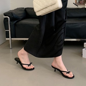 Nouvelles Sandales et Mules d'Été 2025 en Satin pour Femme, à Talon Chaton et Nœud Élégant - Product Image 1
