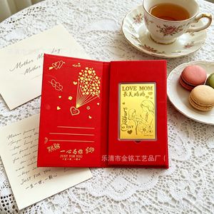 Billet de banque rectangulaire en feuille d'or 999 20mg pour la Fête des Mères, carte cadeau « Je t'aime Maman » - Product Image 2