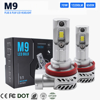 Ampoules de phares de voiture LED M9 Plug & Play 13200LM 70W Canbus H1 H3 H4 H7 H8 H11 9005 HB3 Phares LED Focos H4 Auto LED pour BMW X5