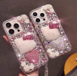Chat de dessin animé mignon pour <span class=keywords><strong>iPhone</strong></span> 17Air Phone Case16pro Full - Body Bling Strass 15max Antichoc 13 Housse de protection - Product Image 2