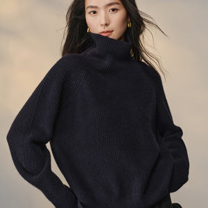 Maglione da Donna in Cashmere 100% a Collo Alto, Nuovo Design di Tendenza, Disponibile in Magazzino - Product Image 1