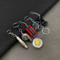 Porte-clés Turbine Doré Brillant avec Design Rotatif et Finition Polie pour Cadeaux d'Aimants de la Scène Automobile JDM
