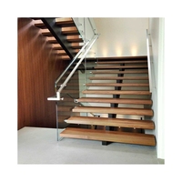Escalier personnalisé PRIMA en acier inoxydable, acier au carbone et bois, avec installation DIY pour villa et hôtel