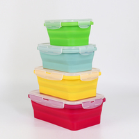 Boîte à lunch pliable en silicone de qualité alimentaire, 350 ml, compatible micro-ondes, écologique, sans BPA, conteneur de rangement pliable