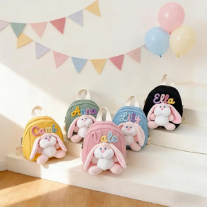 Uionen Custom Name Handmade Cartoon Rabbit Kids <b>Backpack</b> Mini Cute Toddler School Bag Easter Gift for Boys Girls - Product Image 2