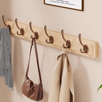 Cintre mural adhésif en bois pour le stockage des manteaux et des vêtements de cuisine-Design moderne multifonctionnel durable et écologique
