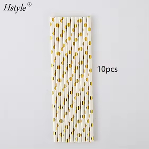 Hstyle Venta caliente Juego de vajilla de papel de Oro Negro Punto dorado Servilletas de fiesta Tazas Suministros SPT282 para juegos de vajilla de boda - Product Image 6