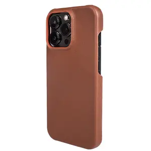 Leather Phone Case Waterproof Shockproof Phone Cover Plain Solid Color Genuine Leather Phone Case For IPhone 15 14 13 12 Series