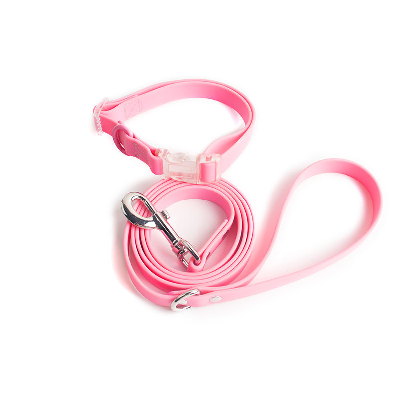 ปลอกคอสายจูงสีชมพู